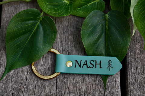 Leather Dog Tag or Keychain (Teal - L only)