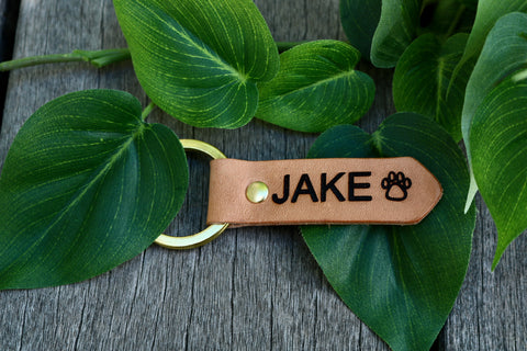 Leather Dog Tag or Keychain (Light Tan)