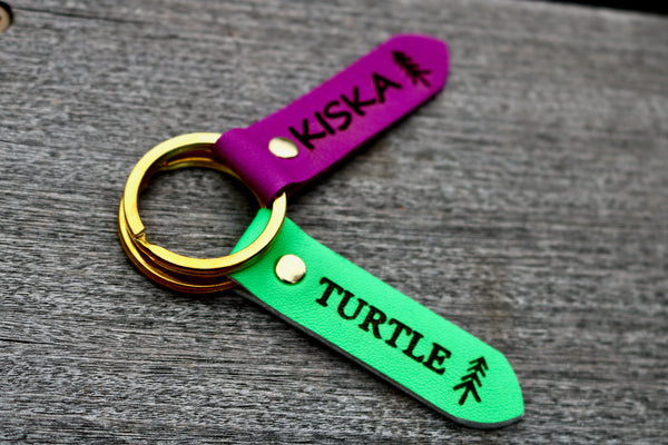 Leather Dog Tag or Keychain (Neon Purple - S Only)