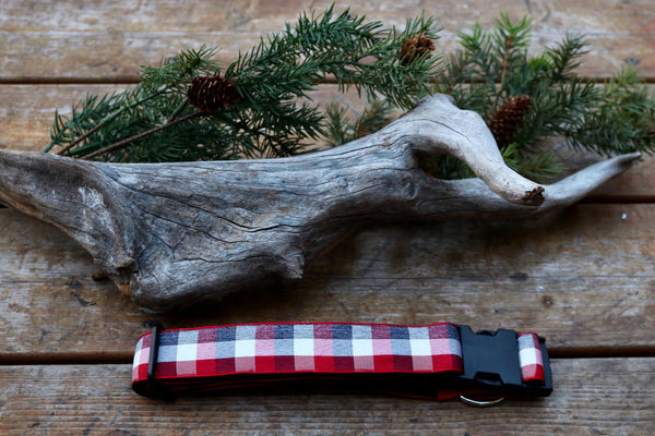 Red and Grey Plaid 1 1/2" Collar